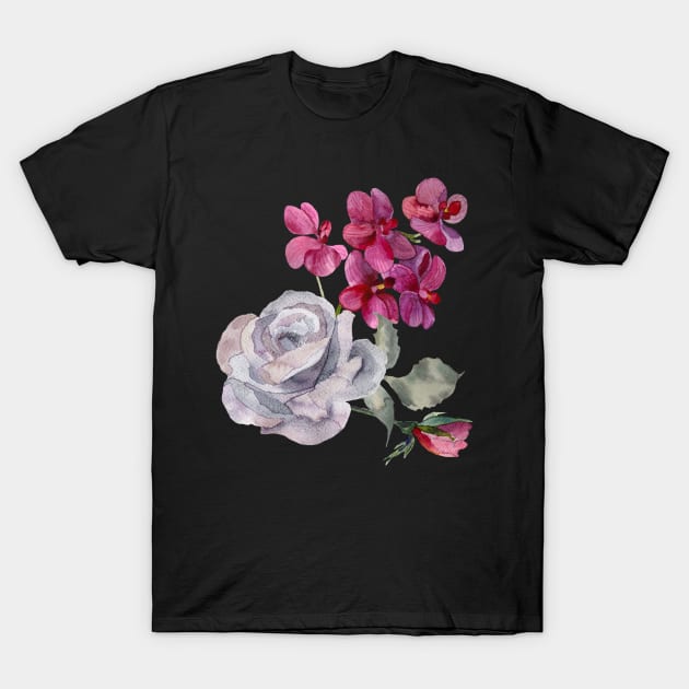 orchid and rose T-Shirt by Irina_Reznikova